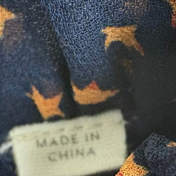 Anthropologie Seen Worn Kept Vega Pleated Star Print Illusion Sleeve Size 6 - Picture 5 of 16